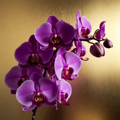 Purple orchids with golden background