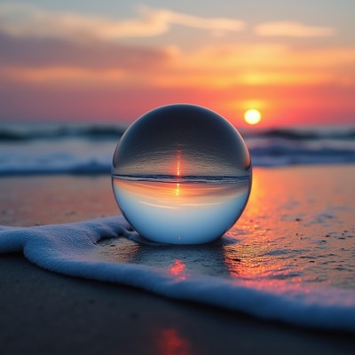 Sunset reflection on beach