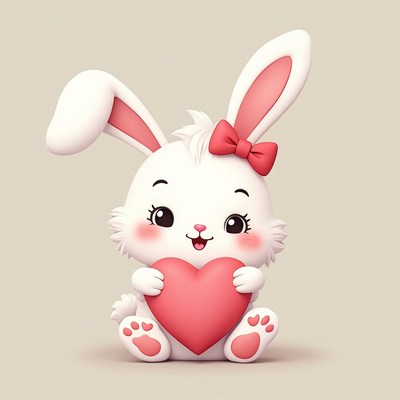 Cute bunny holding a heart
