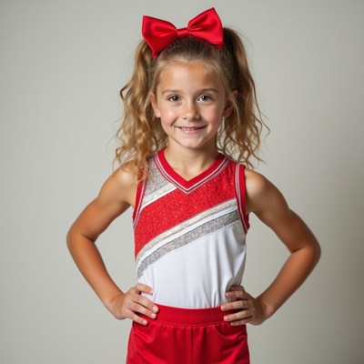 Cheerleader posing with smile in uniform