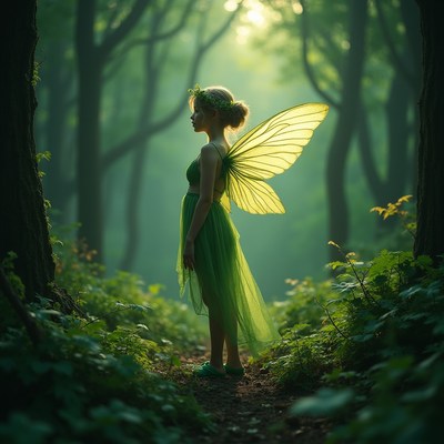 Fairy in green forest
