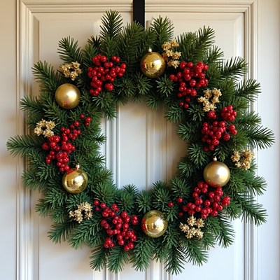 Holiday wreath on a door