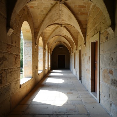 Archway corridor in historical building