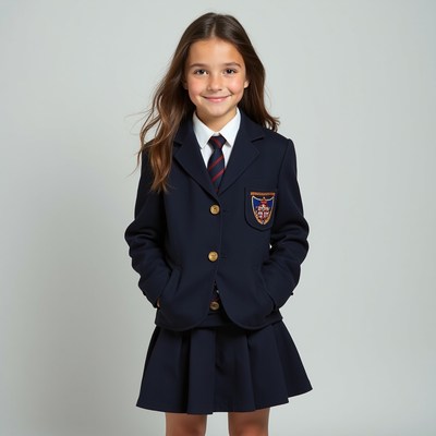Girl in school uniform smiling
