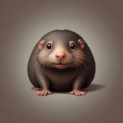 Cute cartoon animal sits on the ground