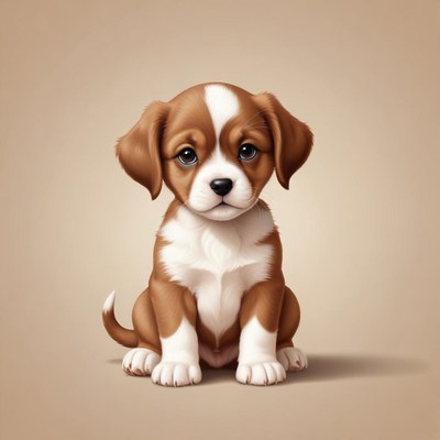 Cute puppy sitting on floor