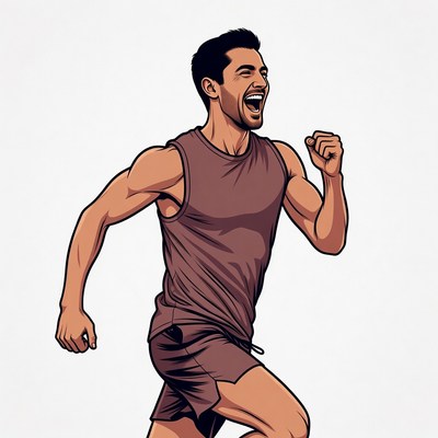 Man running outdoors with joy