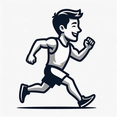 Boy runs during a sunny day