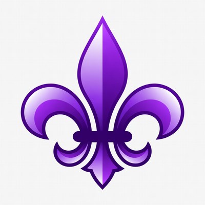 Purple fleur-de-lis symbol on white background