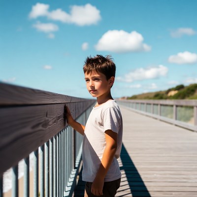 Young boy enjoying sunny day