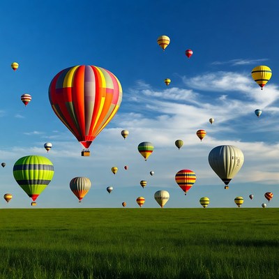 Hot air balloons fill the sky
