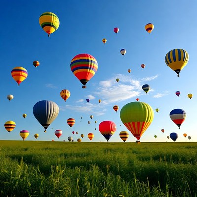 Colorful hot air balloons in the sky
