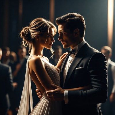 Couples dancing at night event