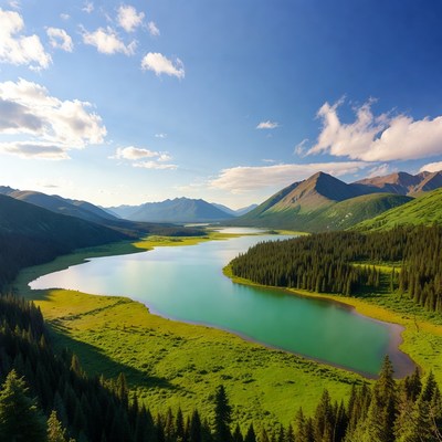 Scenic view of lake and mountains