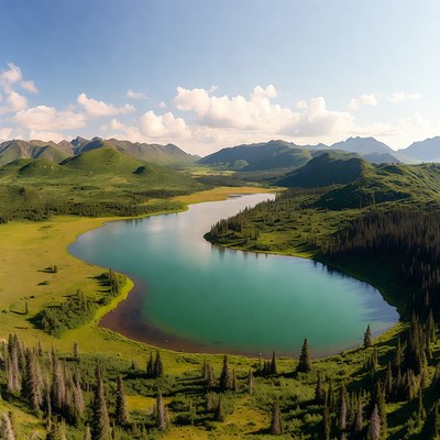 Mountain landscape with clear lake