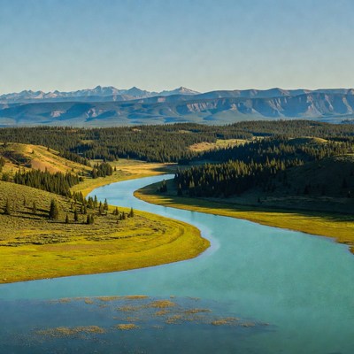 River flows through mountain landscape