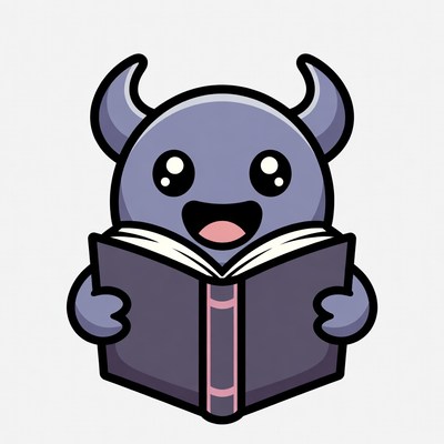 Cute character reading a book