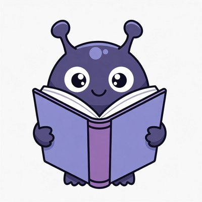 Alien reading a book with a smile