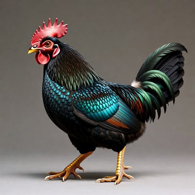 Colorful rooster standing proud