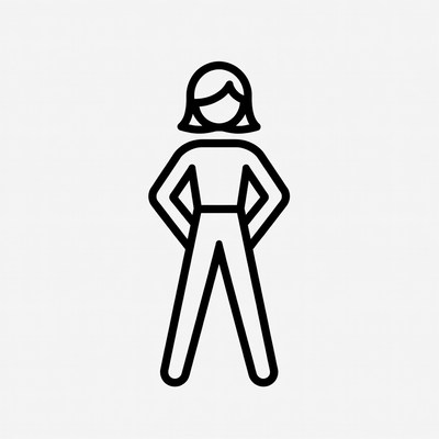 Simple line drawing of a standing person