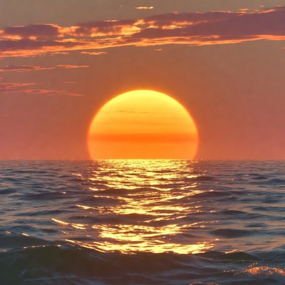 Sunset over the ocean horizon