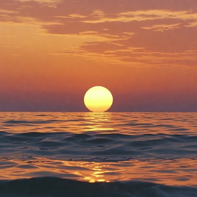 Sunset over the ocean shoreline