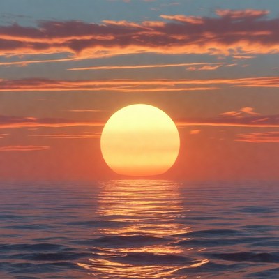 Sunset over the ocean horizon