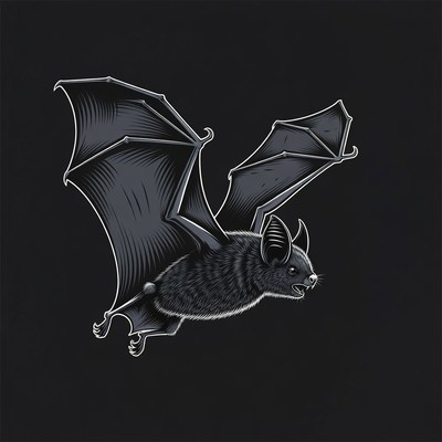 Bat flying in dark night sky