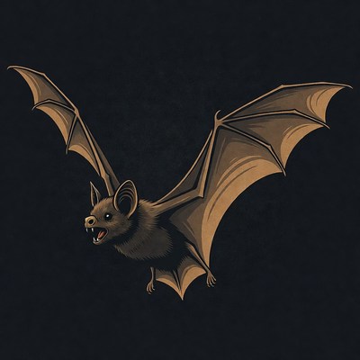 Bat flying in dark night sky