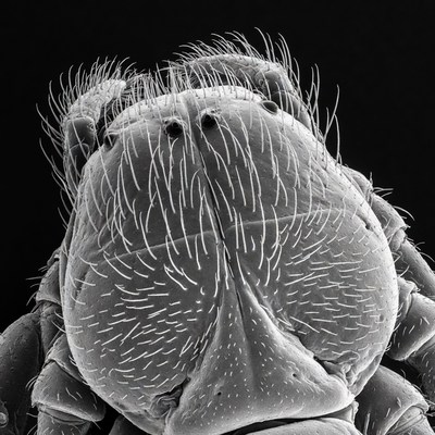 Close-up view of insect features under microscope