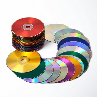 Colorful cds arranged in a spiral