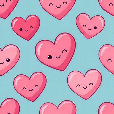 Cute heart pattern design on blue background