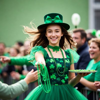 Girl celebrating at st. patrick's day event