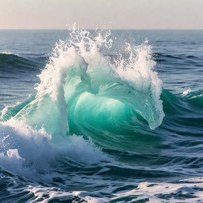 Waves crashing on the shore