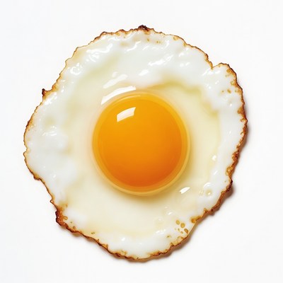 Fried egg on plain background