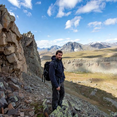 Mountain hiking on rocky terrain