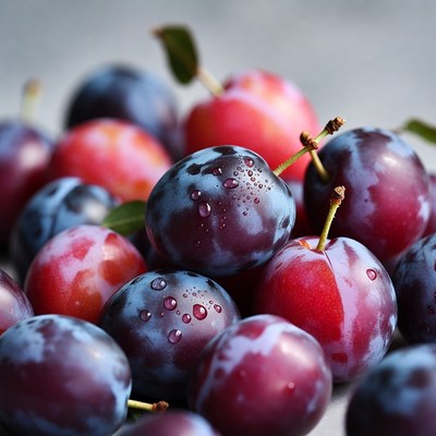 Fresh plums in natural setting