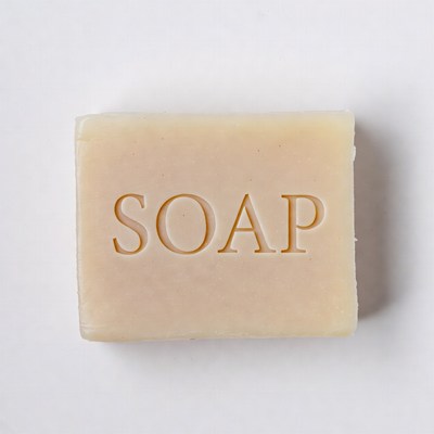 Plain bar of soap on white background