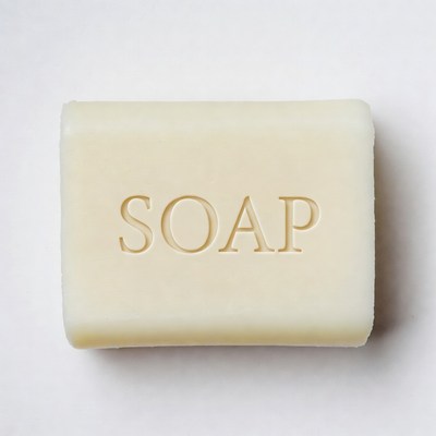 Simple white bar of soap on surface