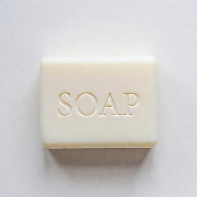 Simple bar of soap on white surface