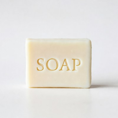 Simple white soap on a clean surface