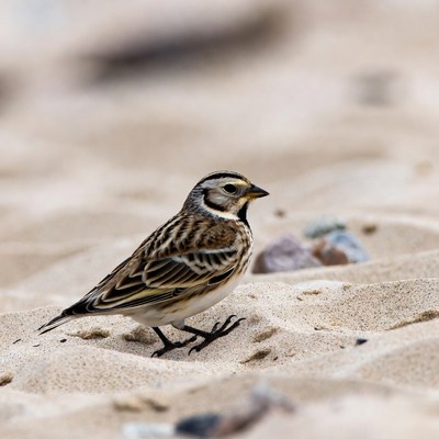 Bird walks on sandy beach