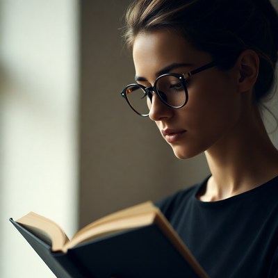 Woman reading a book indoors