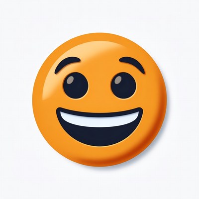 Bright orange smiley face button