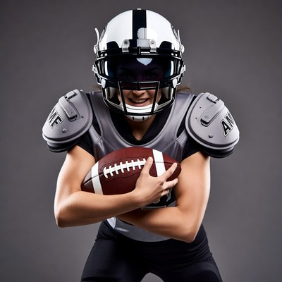 Football player poses with ball