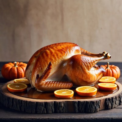 Thanksgiving turkey on wooden platter