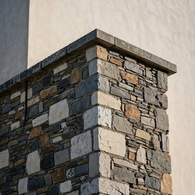 Stone wall structure at a building
