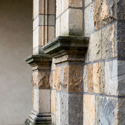 Stone pillars and textures in architecture