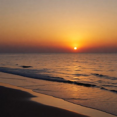 Sunset at the ocean shore