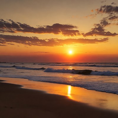 Sunset at the ocean shore